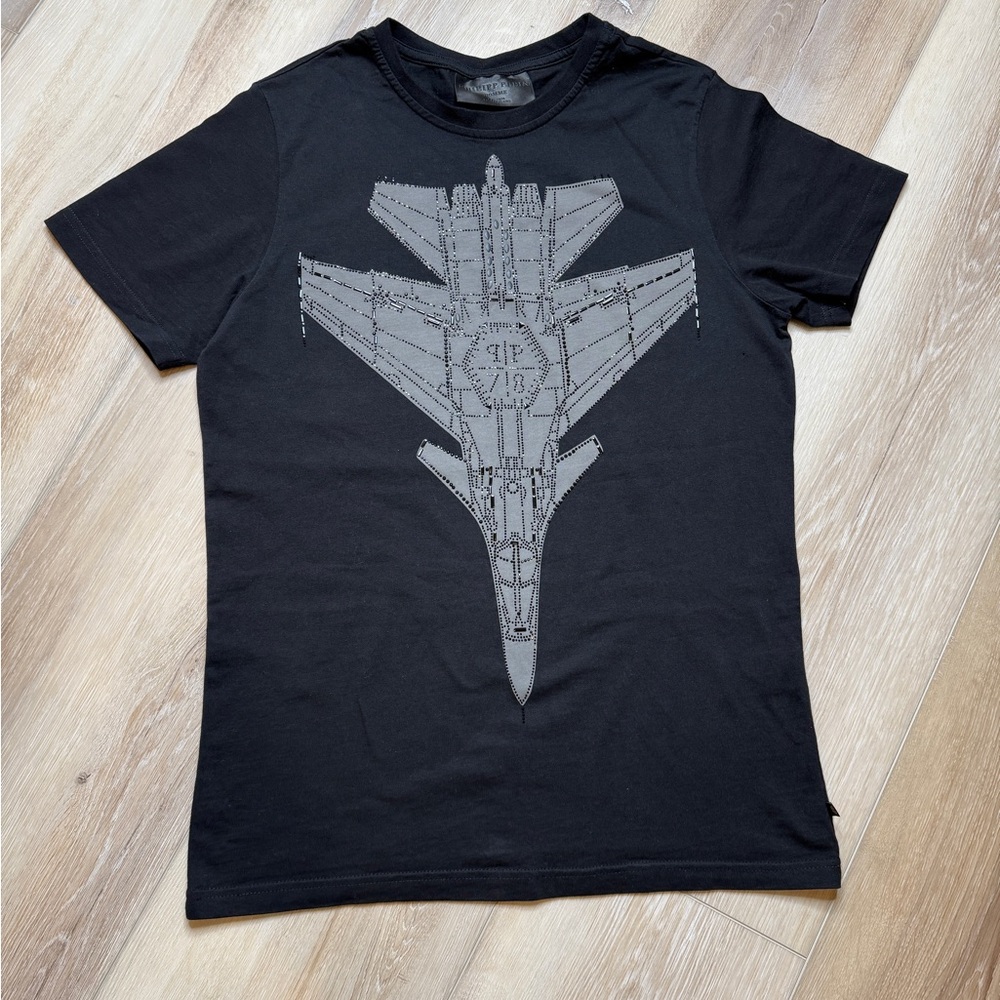 Philipp Plein Black Air Force Graphic T-Shirt - Size L (Runs Small)